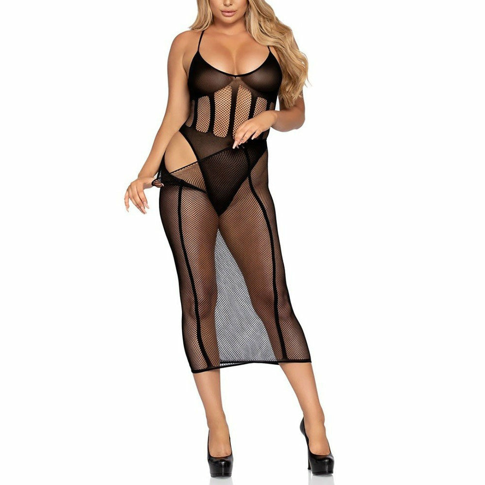 Fishnet Bodystocking Skirt Set