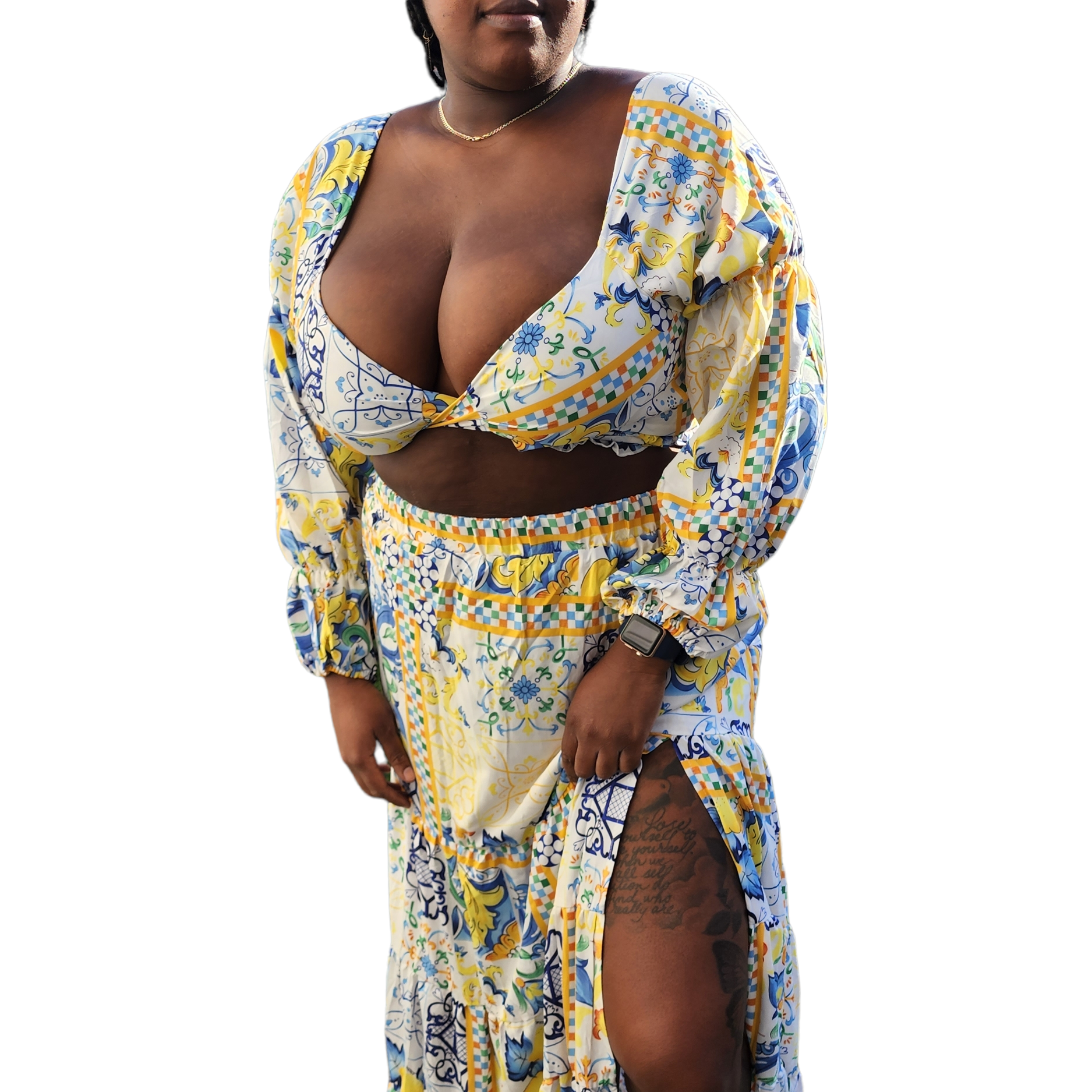 Plus Size: Skirt w/ Tie Up Top