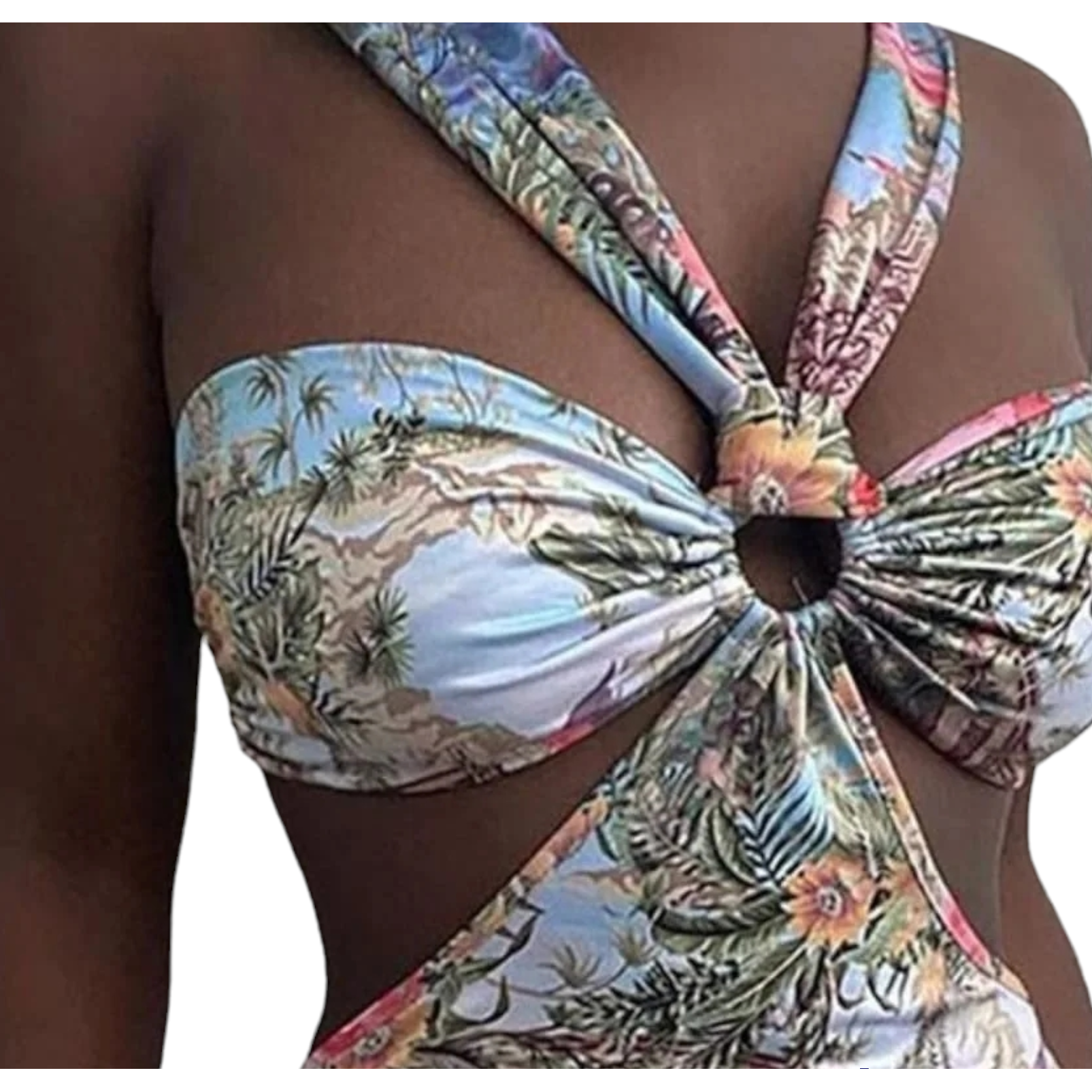 Halter O-Ring Cutout Waist Dress