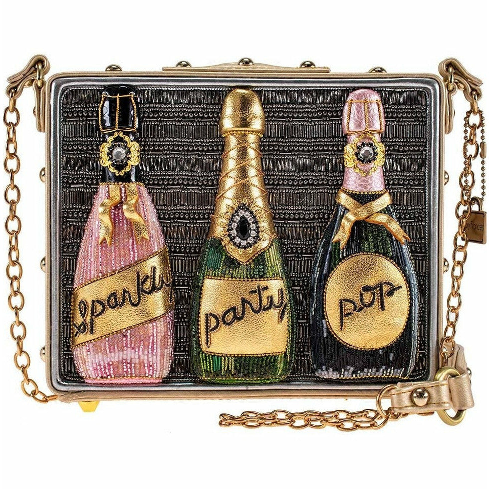 Sparkling Beaded Champagne Crossbody Handbag