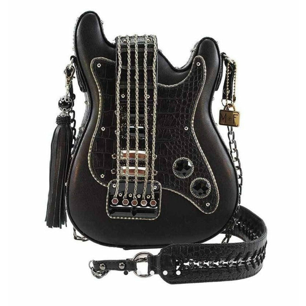Turn It Up Beaded Guitar Crossbody Handbag