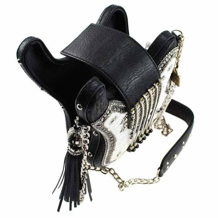 Turn It Up Beaded Guitar Crossbody Handbag