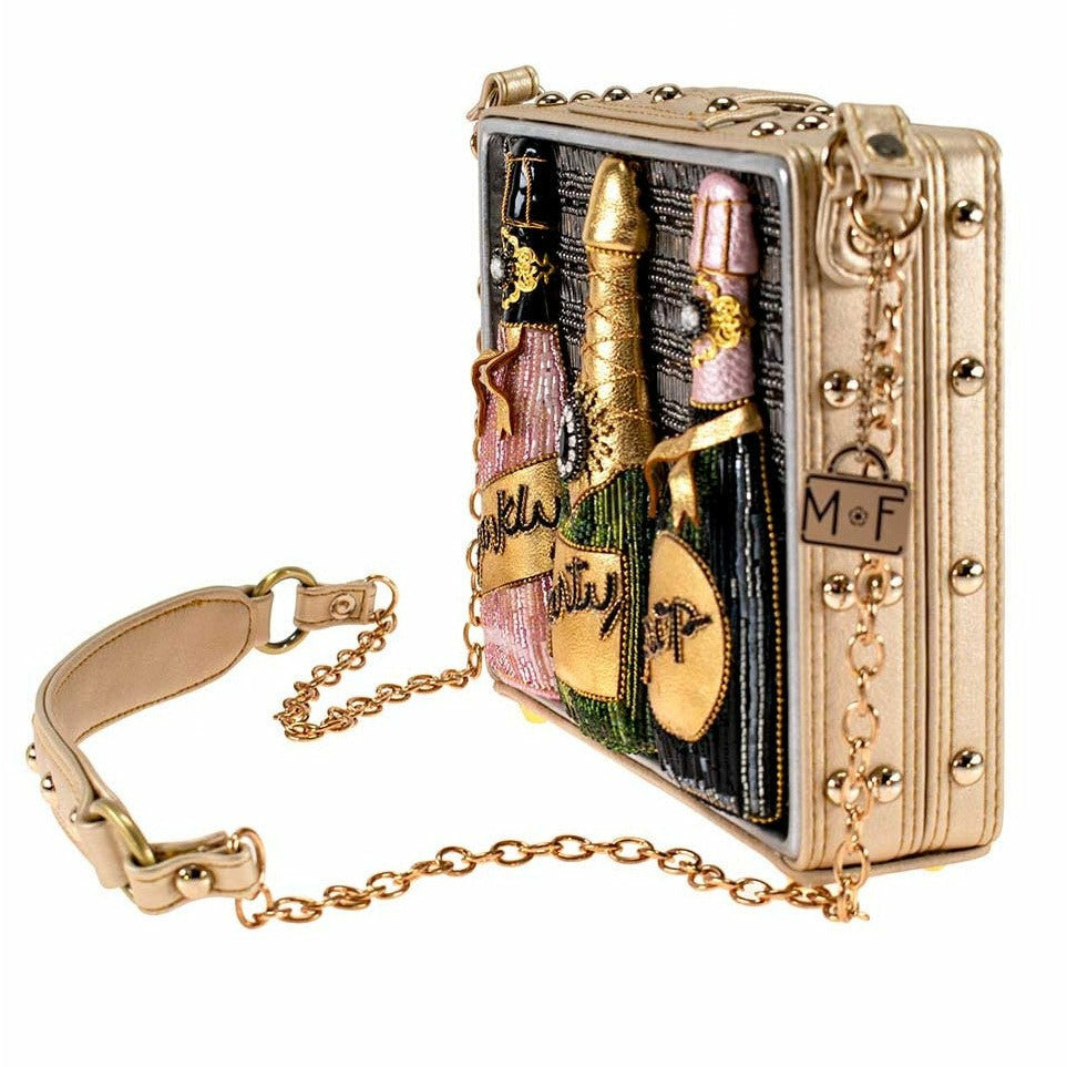 Sparkling Beaded Champagne Crossbody Handbag