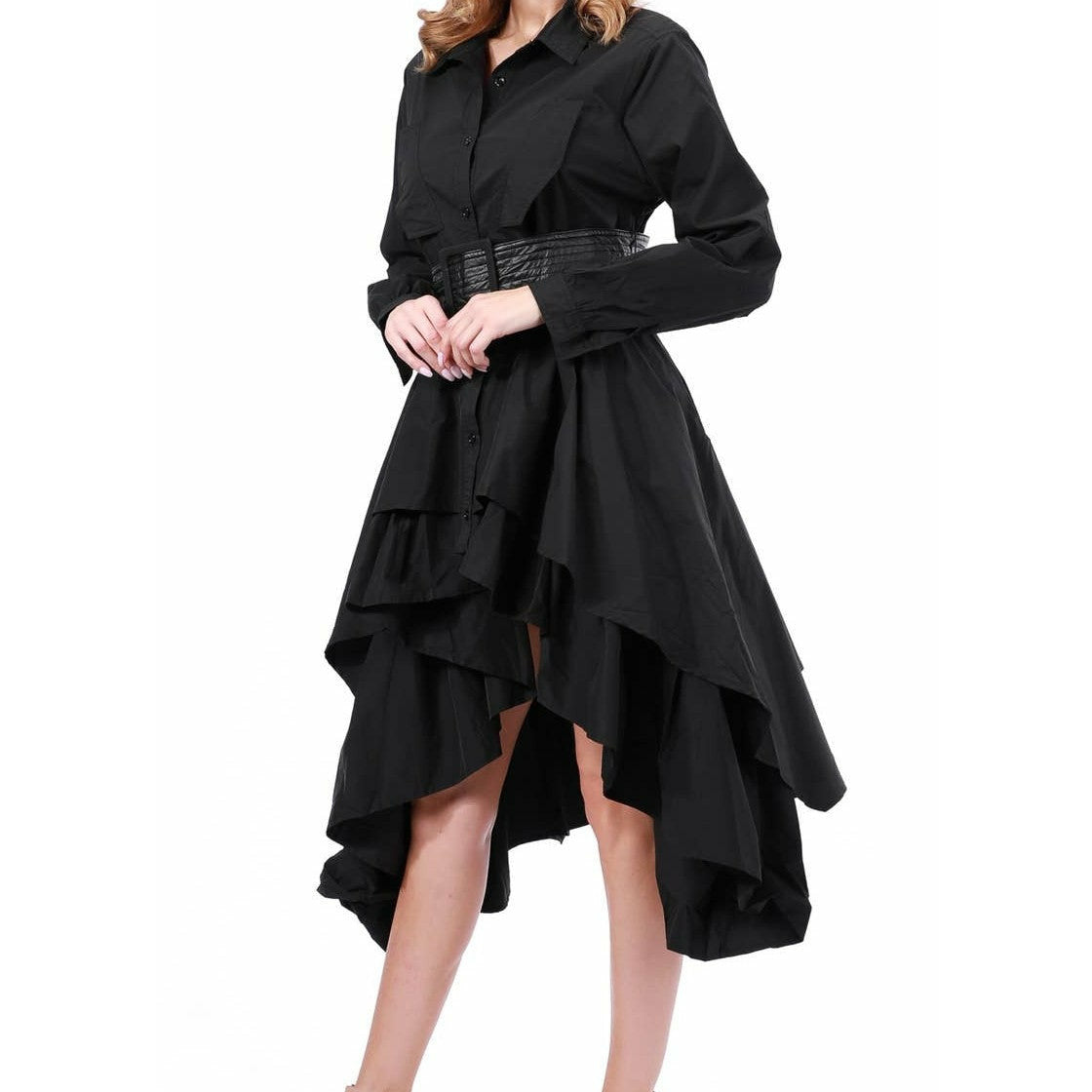 Long Sleeved Belted Dress