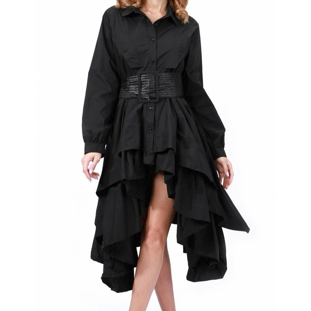 Long Sleeved Belted Dress