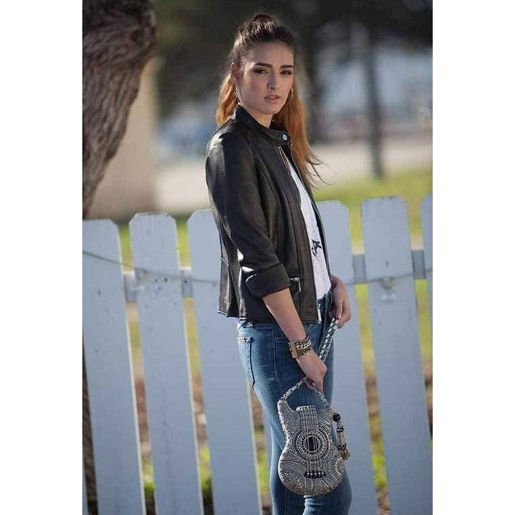 On Tour Beaded Crossbody Guitar Handbag