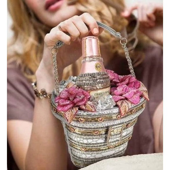 Champagne On Ice Beaded Top-Handle Bag