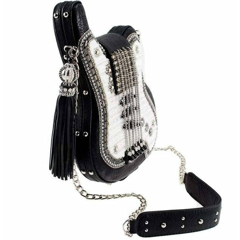 Turn It Up Beaded Guitar Crossbody Handbag