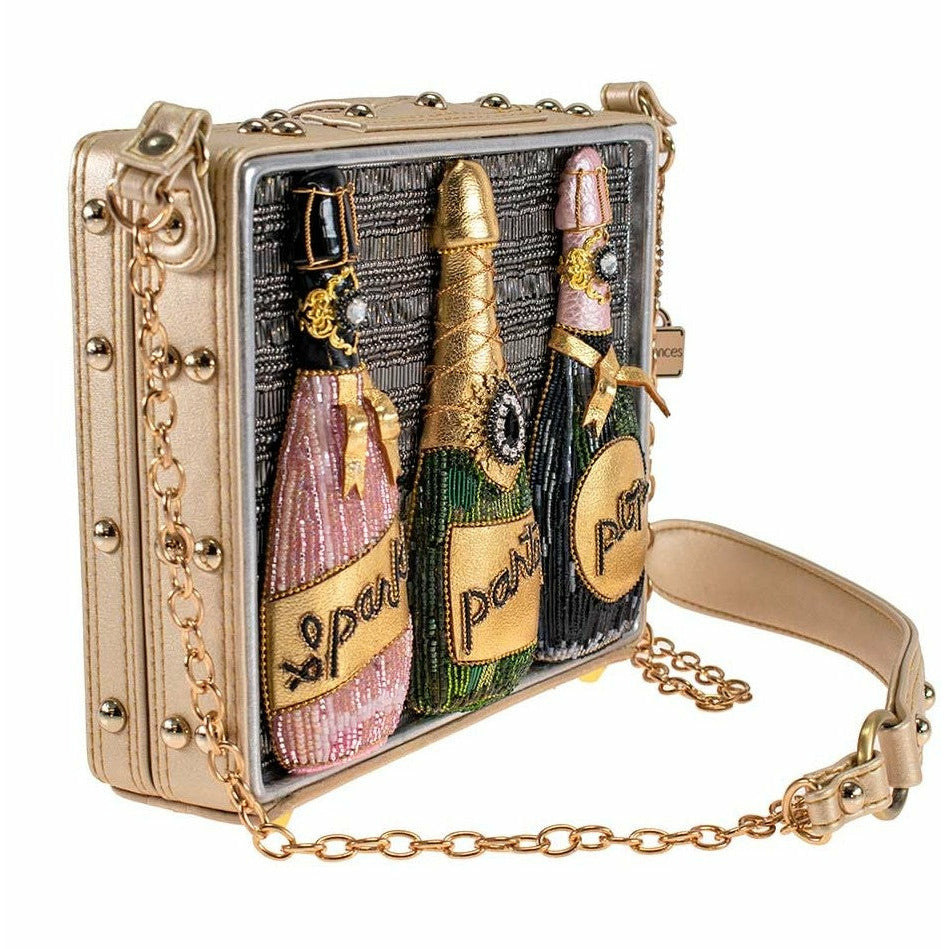 Sparkling Beaded Champagne Crossbody Handbag